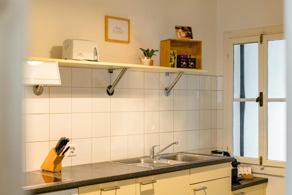 Kuchyň nebo kuchyňský kout v ubytování Eigene Wohnung im Stadtzentrum mit wunderschöner Dachterrasse