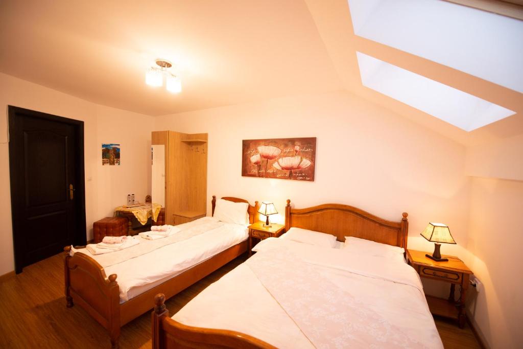 Un pat sau paturi într-o cameră la Casa Teo&Andreea