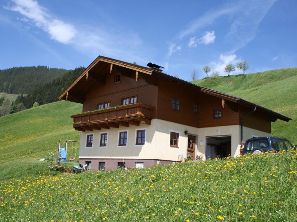 a house on a hill in a field of flowers at Apartment near the ski area in Wagrain in Wagrain