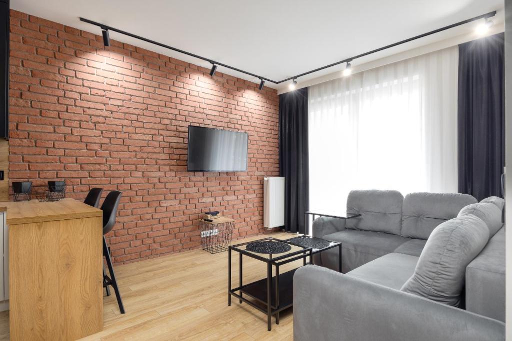 TV a/nebo společenská místnost v ubytování Brand New Business Apartament