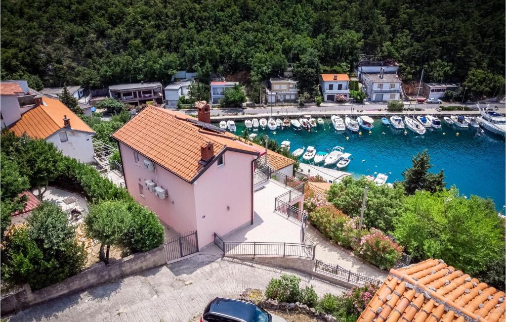 an aerial view of a marina with boats in the water at Stunning Home In Jadranovo With Kitchen in Jadranovo