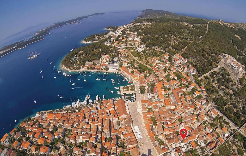an aerial view of a town on an island in the water at Nice Home In Hvar With 3 Bedrooms And Internet in Hvar