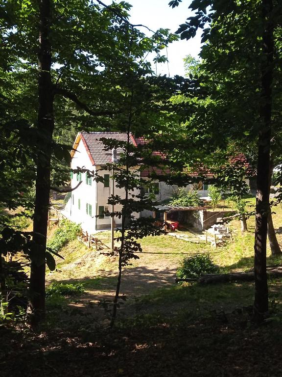 Biały dom w środku lasu w obiekcie Cascina Marasca Appartamento Viola w mieście Martina Olba