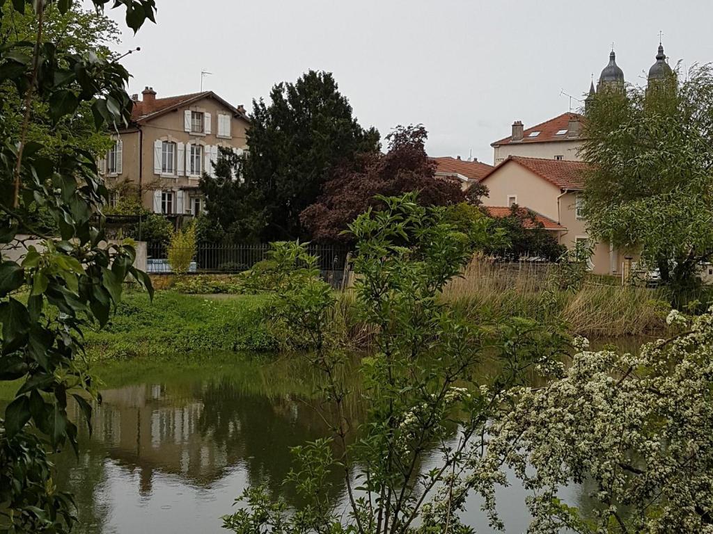 uma vista para um rio com casas ao fundo em Gîte Saint-Nicolas-de-Port, 4 pièces, 6 personnes - FR-1-584-179 em Saint-Nicolas-de-Port