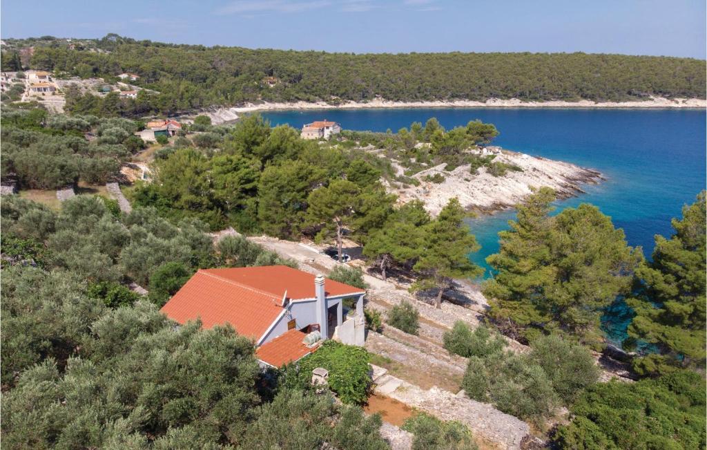 an aerial view of a house with a red roof at Gorgeous Home In Tankaraca With Wifi in Vela Luka