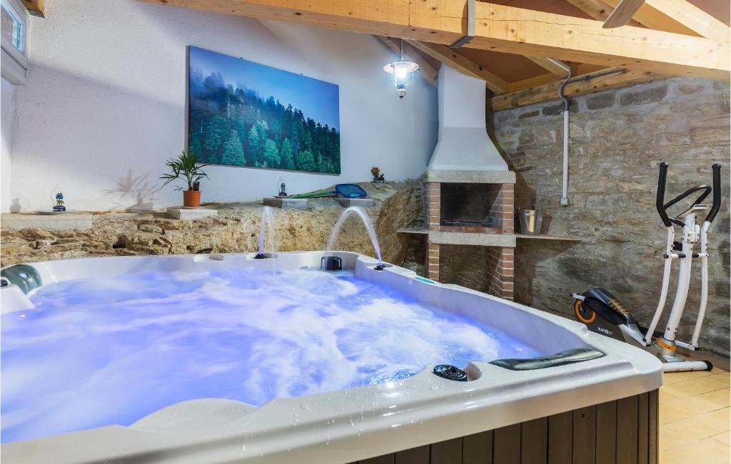 a large blue bath tub in a room at 2 Bedroom Gorgeous Apartment In Pazin in Pazin