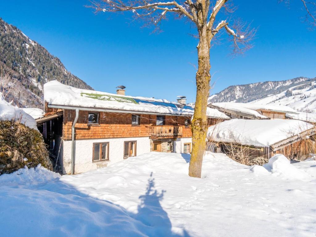 ein Haus im Schnee mit einem Baum in der Unterkunft Lovely Holiday Home in Rauris with Terrace in Rauris