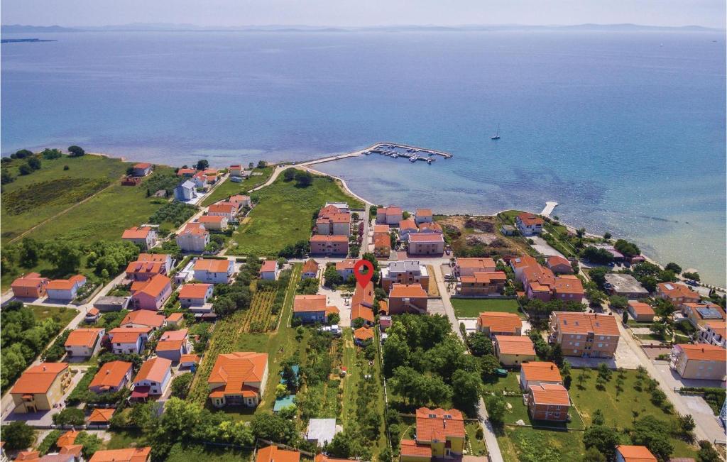 an aerial view of a small town next to the water at Nice Home In Privlaka With 2 Bedrooms And Wifi in Privlaka