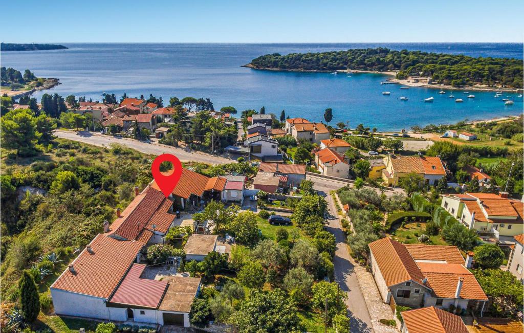 an aerial view of a town with a red heart on top at Stunning Apartment In Pula With 2 Bedrooms And Wifi in Pula