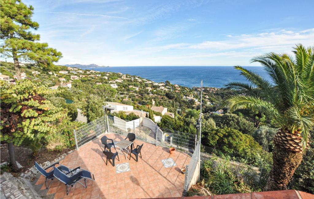 an aerial view of a house with the ocean at Lovely Home In Roquebrune-sur-argens With Kitchen in Saint-Peïre-sur-Mer