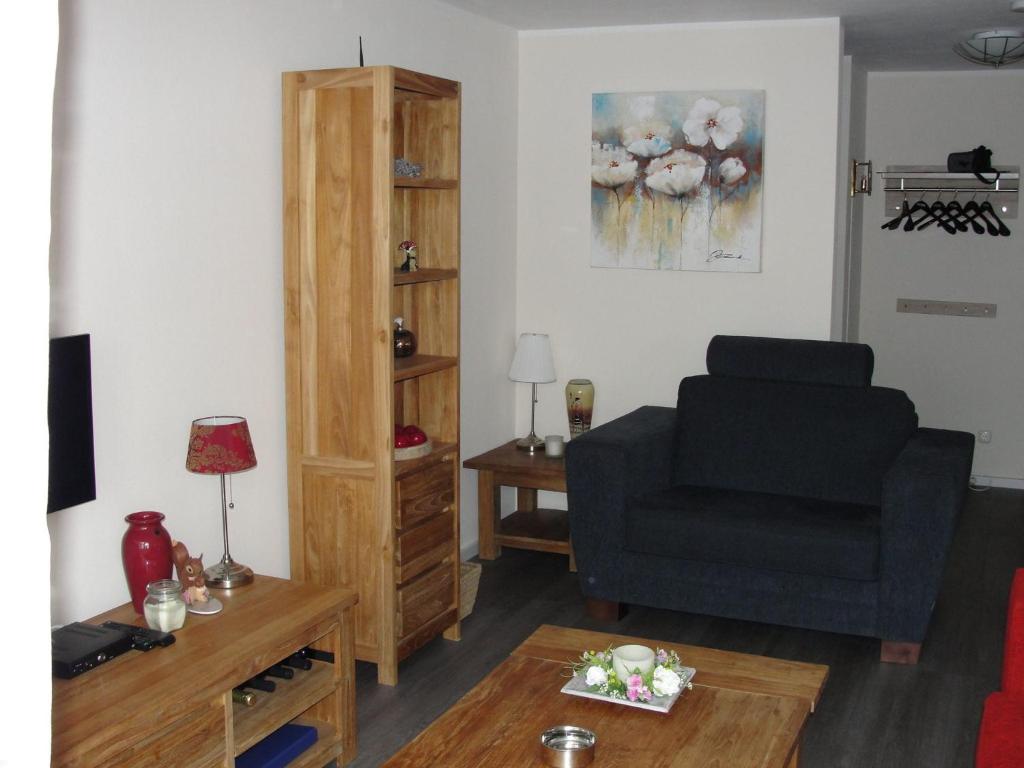 ヴィンターベルクにあるTasteful apartment in Neuastenberg near ski areaのリビングルーム(ソファ、椅子付)