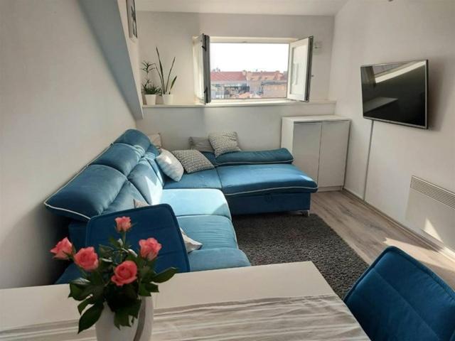 Televízia a/alebo spoločenská miestnosť v ubytovaní Apartman Nelly