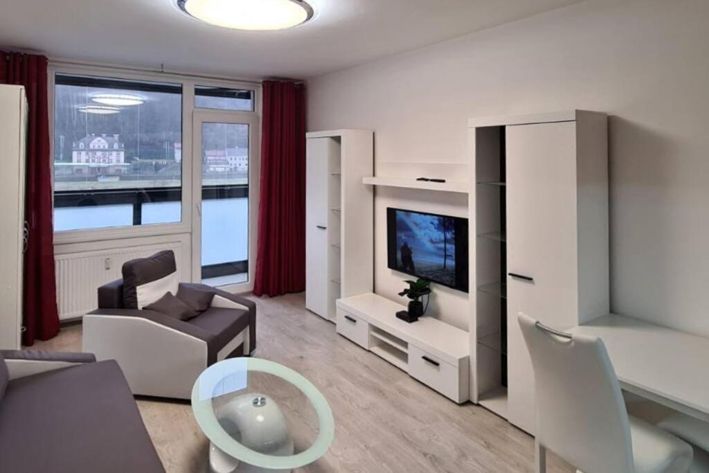 TV a/nebo společenská místnost v ubytování Útulný apartmán v centru, s krásným výhledem