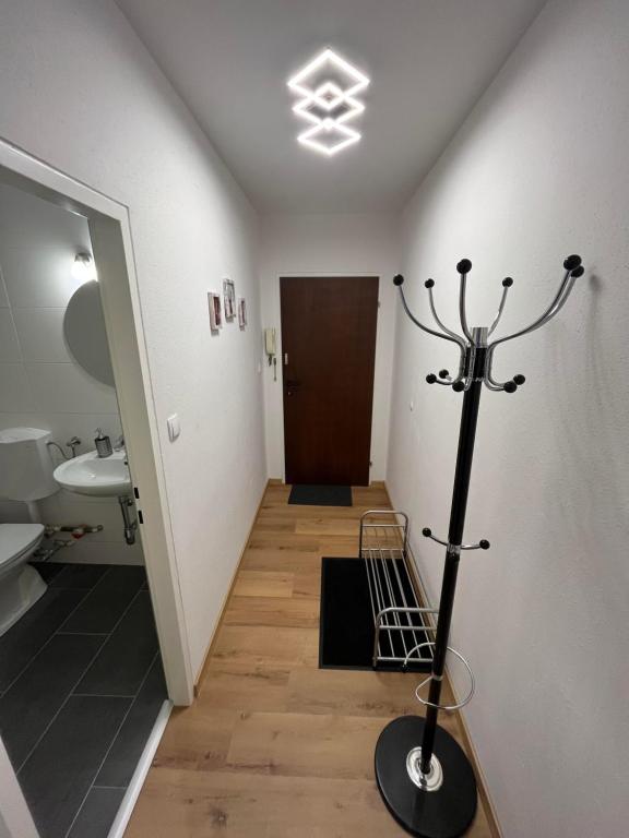 przedpokój z łazienką z toaletą i umywalką w obiekcie Vidaoro Studio Flat w mieście Zell am See