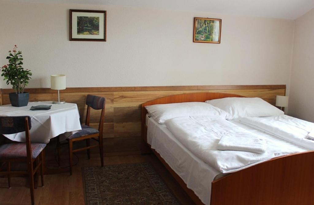 Postel nebo postele na pokoji v ubytování Erika Vendégház