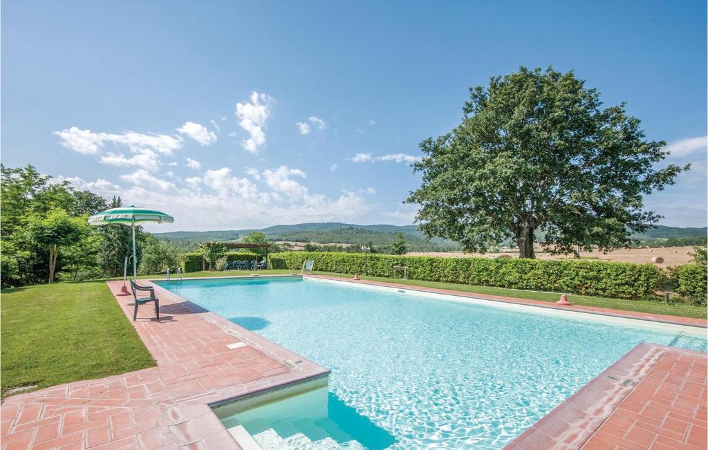 a swimming pool in a yard with a tree at Tulipano in Pieve a Scuola