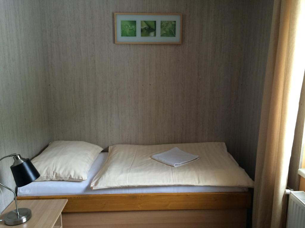 Een bed of bedden in een kamer bij Hotel Pohádka