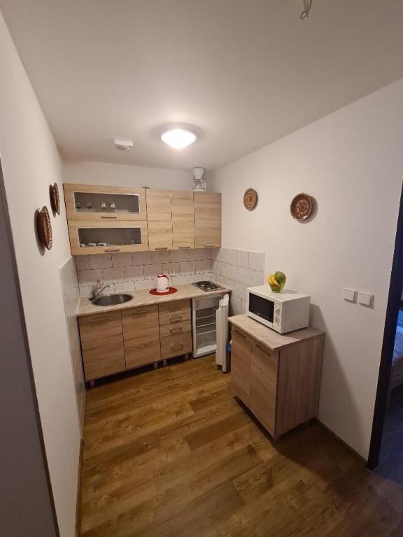 Kuchyň nebo kuchyňský kout v ubytování Penzion Gerle