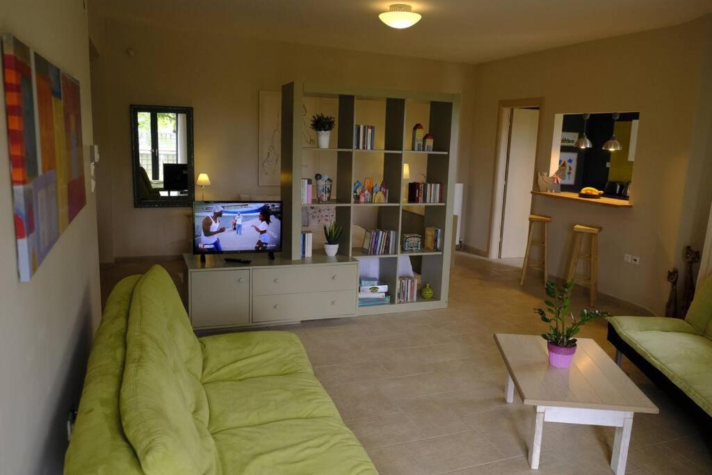 Televízia a/alebo spoločenská miestnosť v ubytovaní Apartment with garden in Thessaloniki.