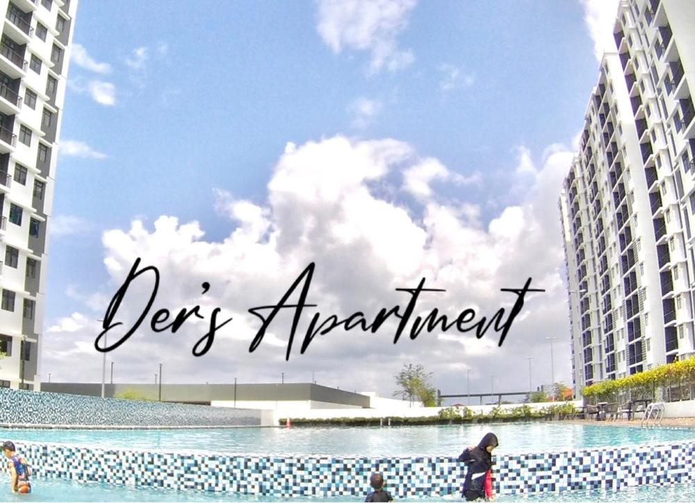 a view of a pool in a city with the words dear apartment at Der’s Apartment in Bandar Penawar