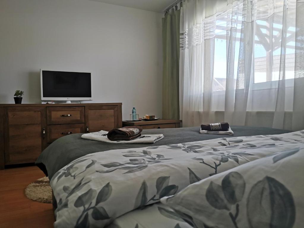 Postel nebo postele na pokoji v ubytování Casa de oaspeti Wallendorf Bistrita Unirea