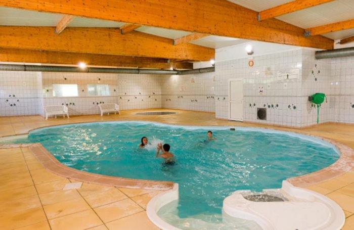um grupo de pessoas numa piscina em MOBIL HOME familiale EN ALSACE11 KM DES GRANDS PARCS em Boofzheim