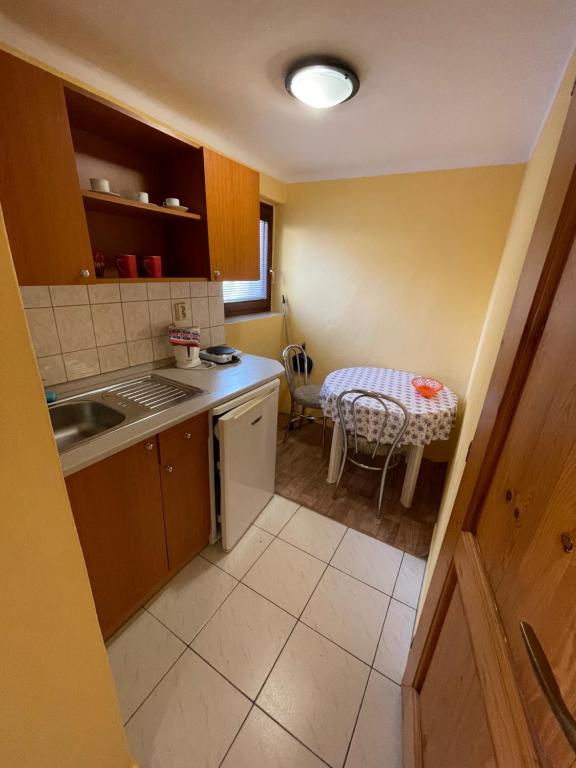 Kuchyň nebo kuchyňský kout v ubytování Apartmány Forró Rybárska