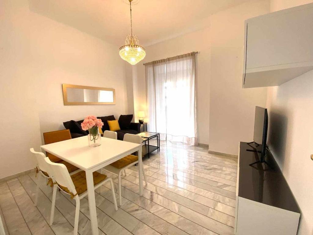 Televízia a/alebo spoločenská miestnosť v ubytovaní Magnífico piso en centro histórico de Málaga
