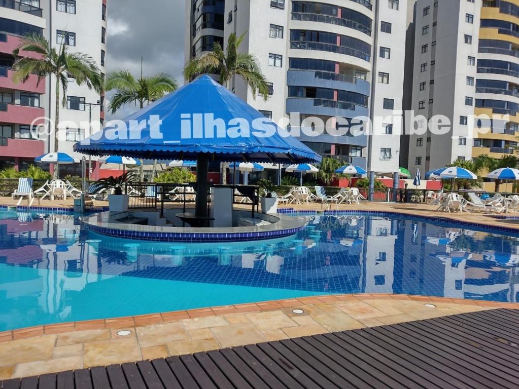 Bazén v ubytování Apto Cond Ilhas do Caribe - Pr - Beira Mar nebo v jeho okolí