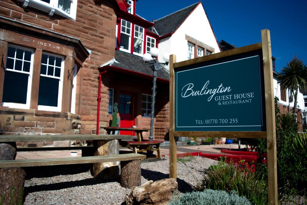 a sign in front of a guest house at Burlington Guest House in Whiting Bay