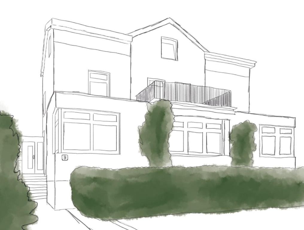 a drawing of a house in the process of being remodeled at ApartHotel Stadtpark in Lübeck