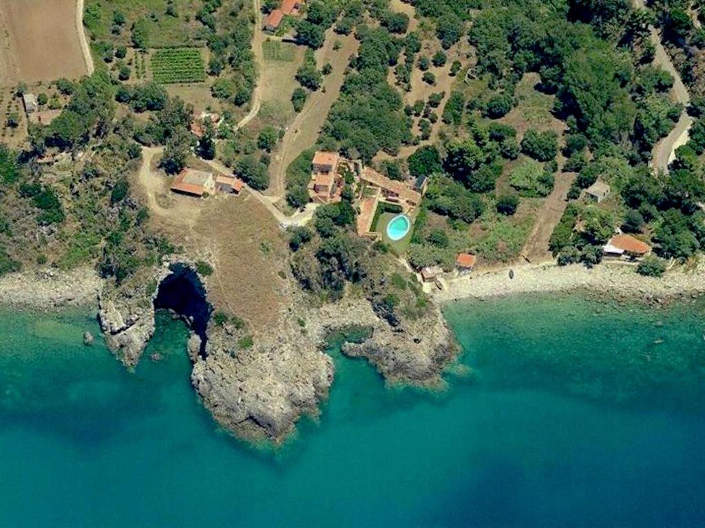 an aerial view of an island in the water at Belvilla by OYO Torre in Ricadi