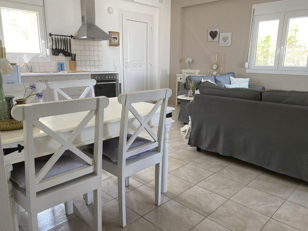 Kuchyň nebo kuchyňský kout v ubytování Stylish Villa in Loutra