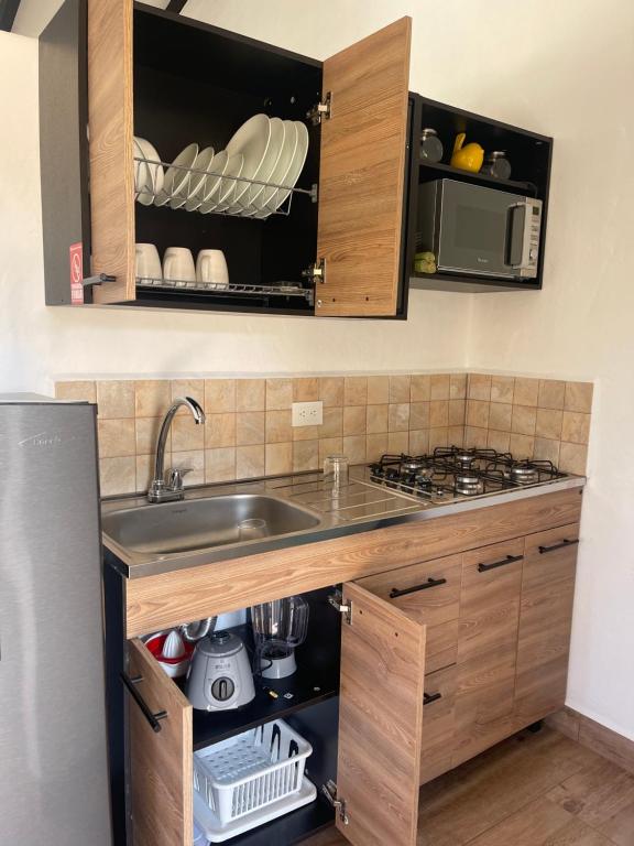 Kuchyň nebo kuchyňský kout v ubytování Palmar de Jericó Suites