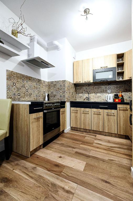 Kuchyň nebo kuchyňský kout v ubytování Apartament Boryna
