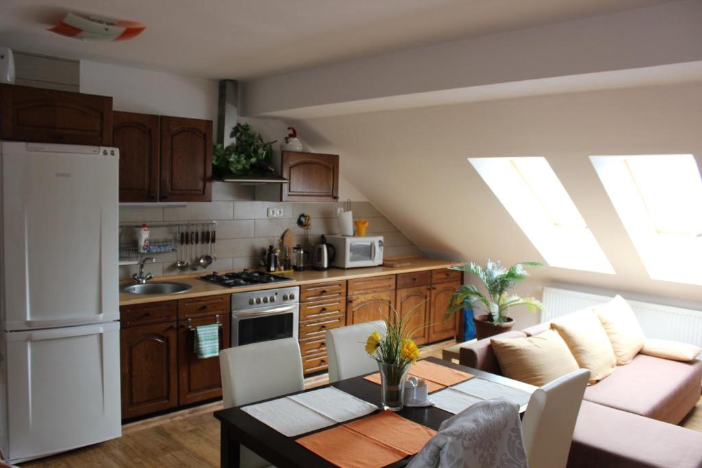 Kuchyň nebo kuchyňský kout v ubytování Orange Loft Apartment