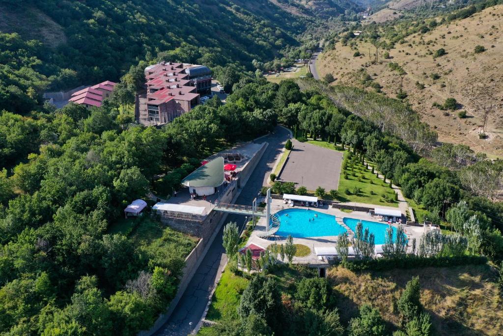 an aerial view of a resort with a swimming pool at Best Resort Aghveran in Arzakan