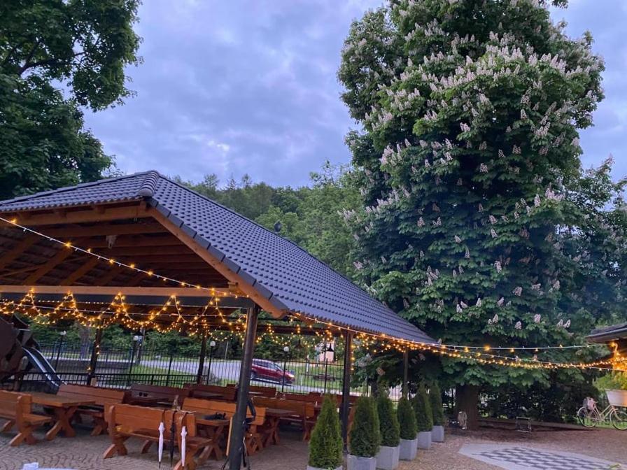 Ogród w obiekcie Penzion a Restaurace Bělecký Mlýn