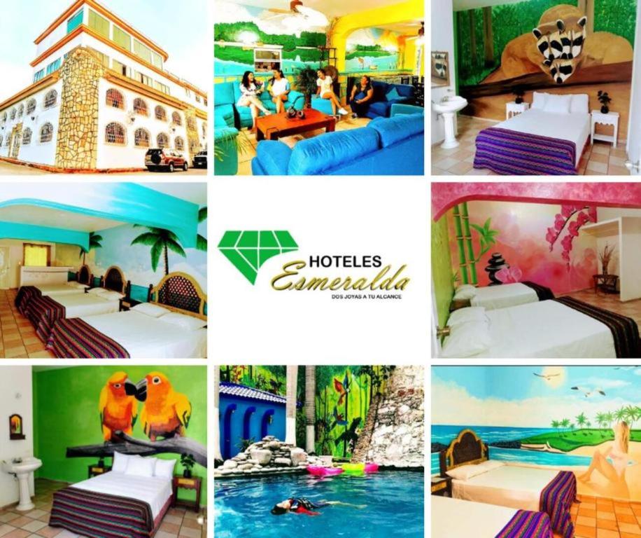 un collage de fotos de hoteles y centros turísticos en HOTEL ESMERALDA, en Tampico