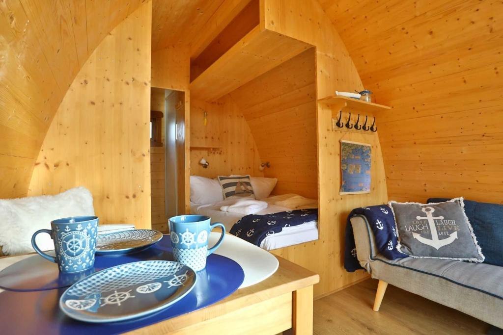 Postel nebo postele na pokoji v ubytování Hausboot Captain Hook