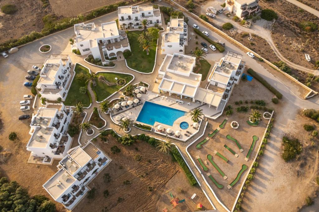 an aerial view of a villa with a pool at Irini Hotel in Afiartis