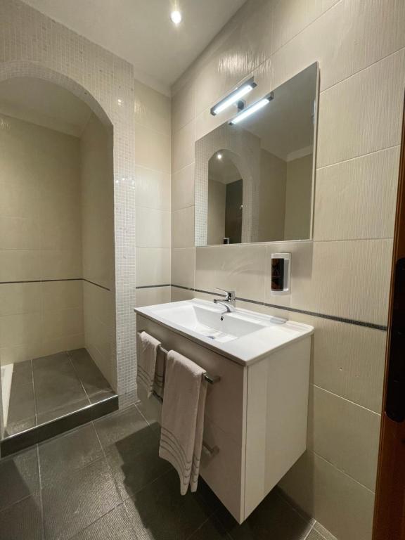 Koupelna v ubytování Albergo Ligabue