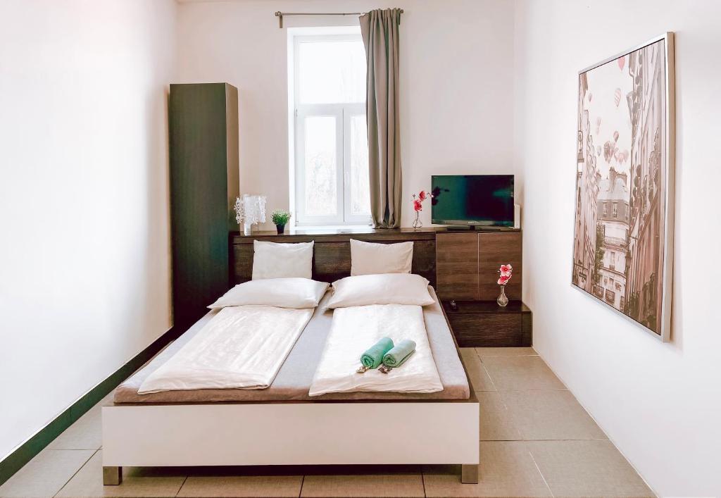Postel nebo postele na pokoji v ubytování Accommodation near city center Brno