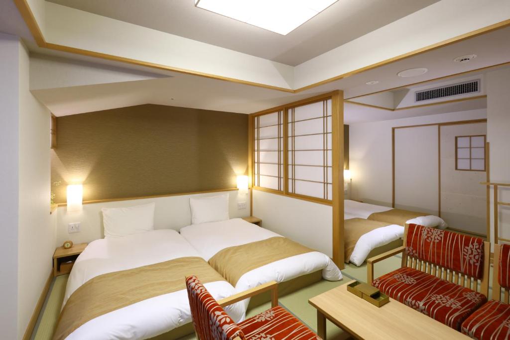 お宿　月夜のうさぎにあるベッド