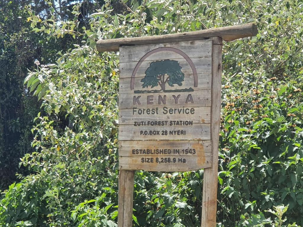 a sign for the kenya forest service at Thayo Place in Nyeri