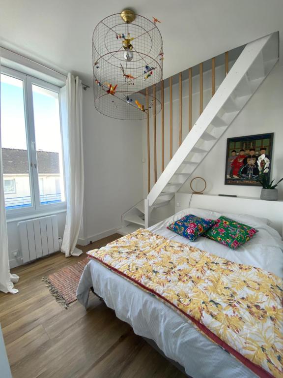 Postel nebo postele na pokoji v ubytování Studio Duplex Bénodet