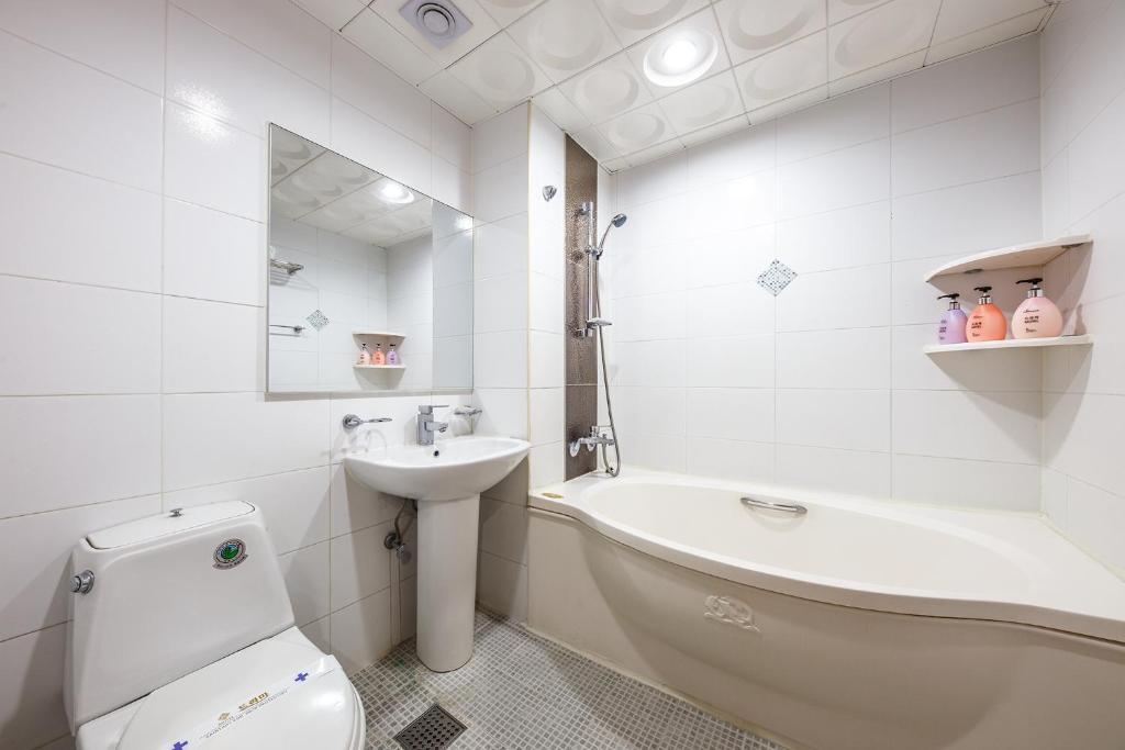 Koupelna v ubytování Drama Motel