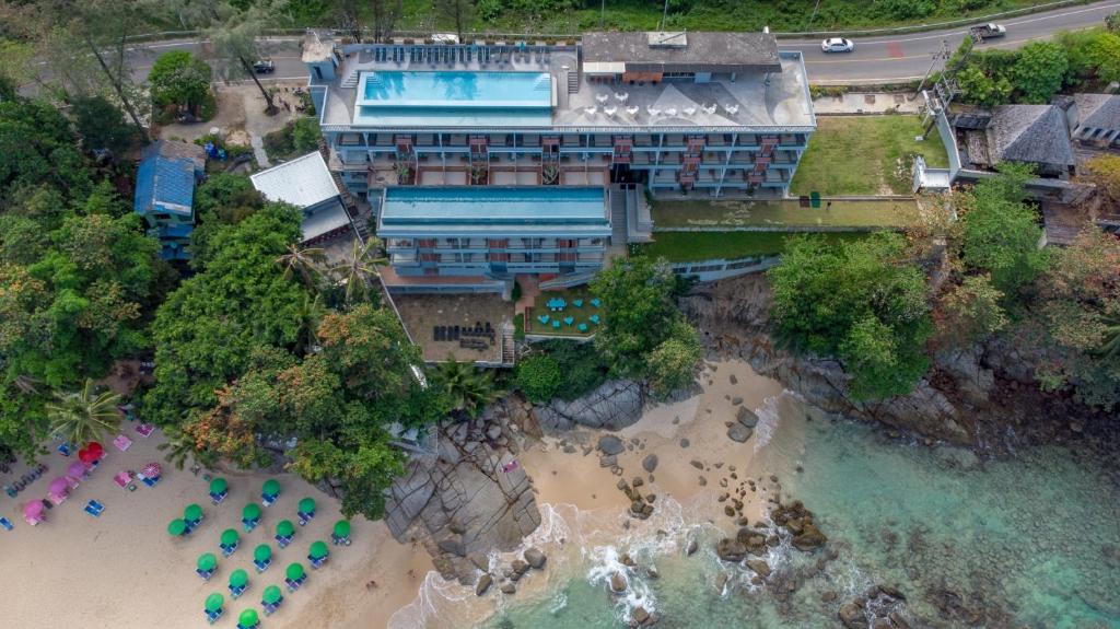 an aerial view of a hotel on the beach at Norn Talay Surin Beach Phuket in Surin Beach