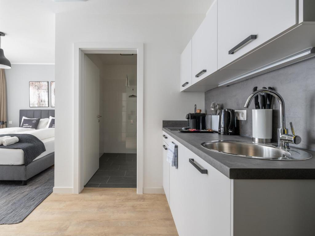 Kuchyň nebo kuchyňský kout v ubytování limehome Klagenfurt Karfreitstraße