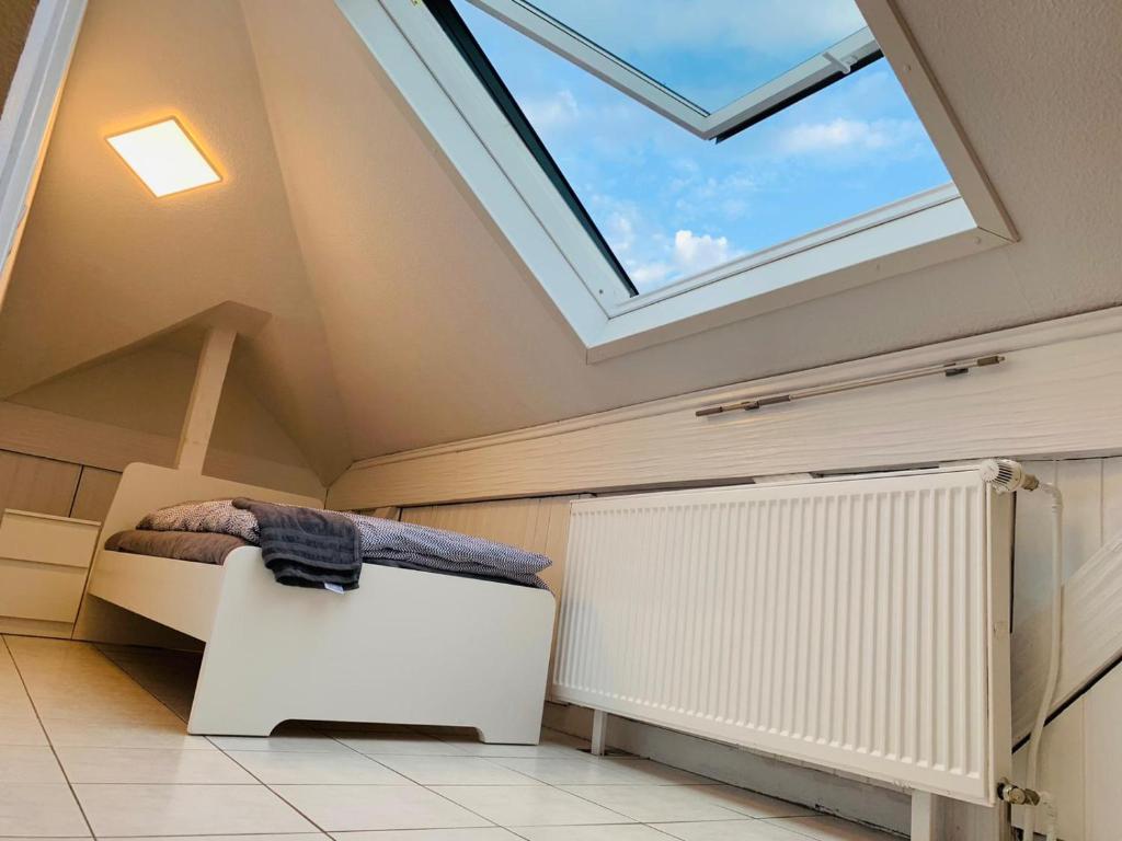 a attic room with a skylight and a radiator at 3 Room Apartment in Wiesbaden in Wiesbaden